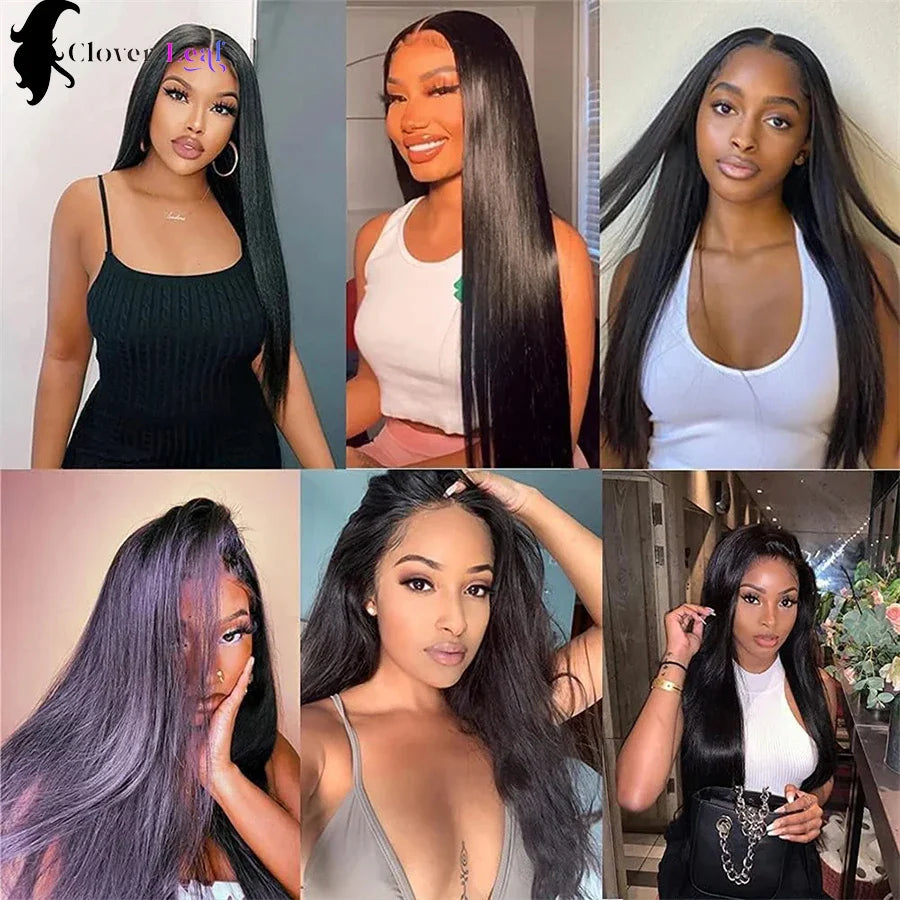 24inch Glueless Wig Human Hair Ready To Wear Straight 4x4 Pre-Cut Glueless Wigs Pre-Plucked Top Brazilian Wigs for Women