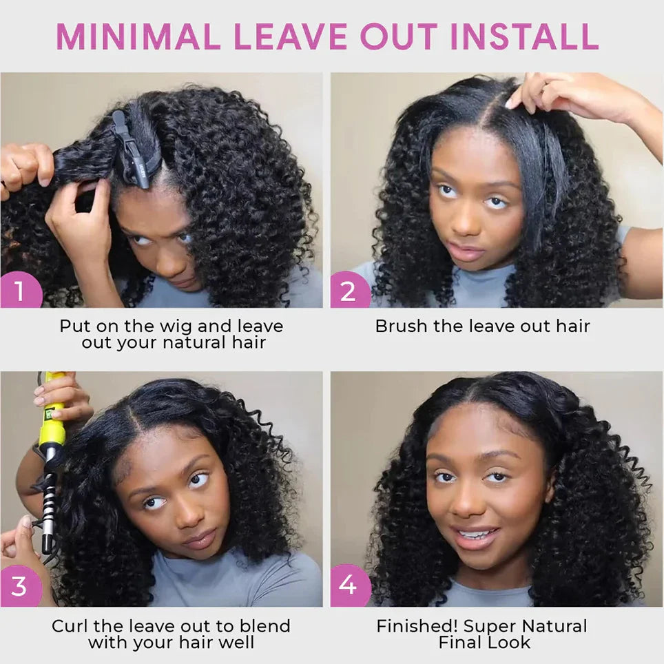 250% V Part Wig Human Hair No Leave Out Upgrade U Part Machine Made Deep Wave Curly Human Hair Wigs For Women 100% High Density